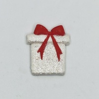 Mini White Present/ red ribbon