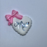 MUM - White with Pink Bow SILVER WRITING