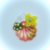 Seashell Cluster Orange with pearls