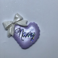 Nanny - Lilac shimmer & white Bow-Silver words