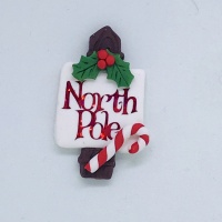 North Pole Sign Post Red with red candy cane