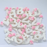 LETTERS & NUMBERS - White Pattern & Pink Roses
