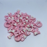 LETTERS & NUMBERS - Pink Plain Shimmer & White Roses